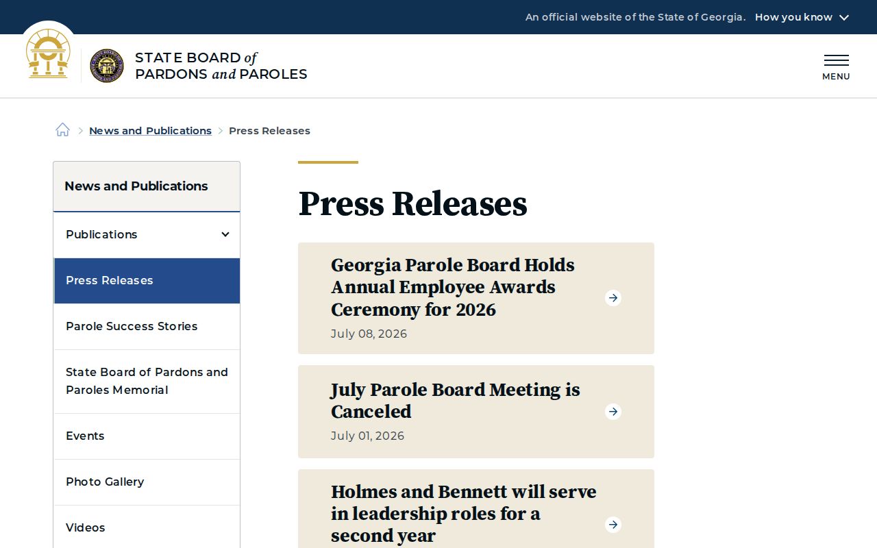 Franklin County parole and probation Board meeting notices